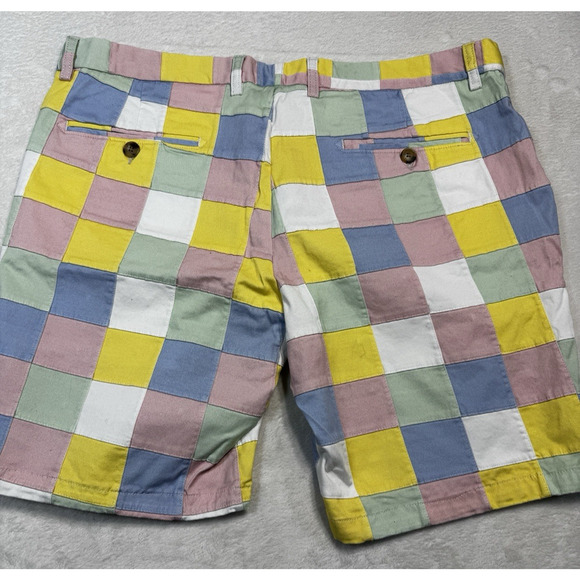 Kiel James Patrick Whaley Preppy Patchwork Shorts W40 Madras Colorblock Classic - Picture 8 of 9